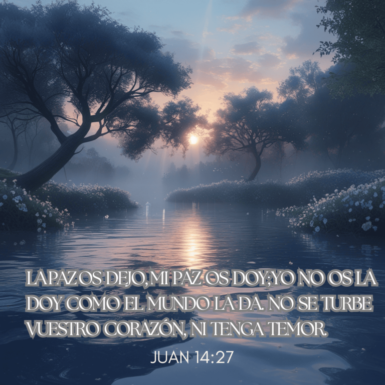 La paz os dejo, mi paz os doy; yo no os la doy como el mundo la da. No se turbe vuestro corazón, ni tenga temor. juan 14:27